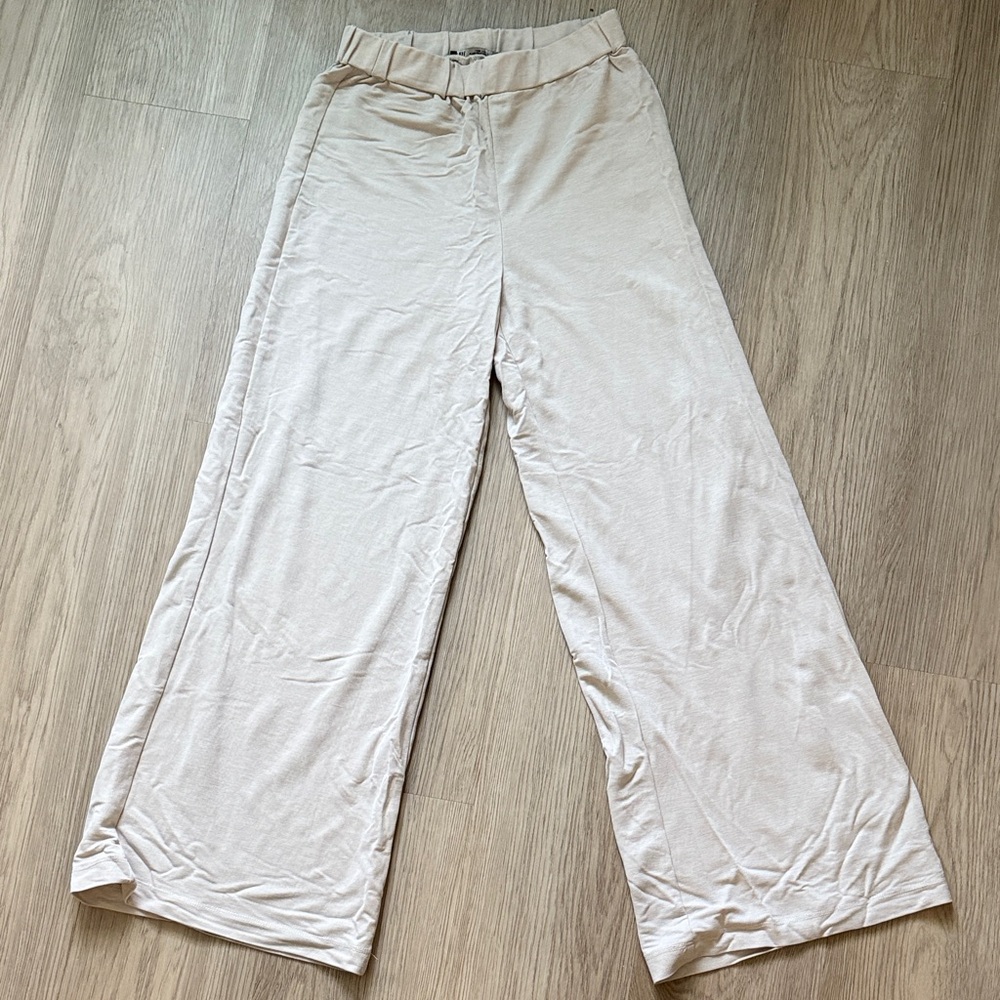 Zara Cream Wide-Leg Lounge Pants